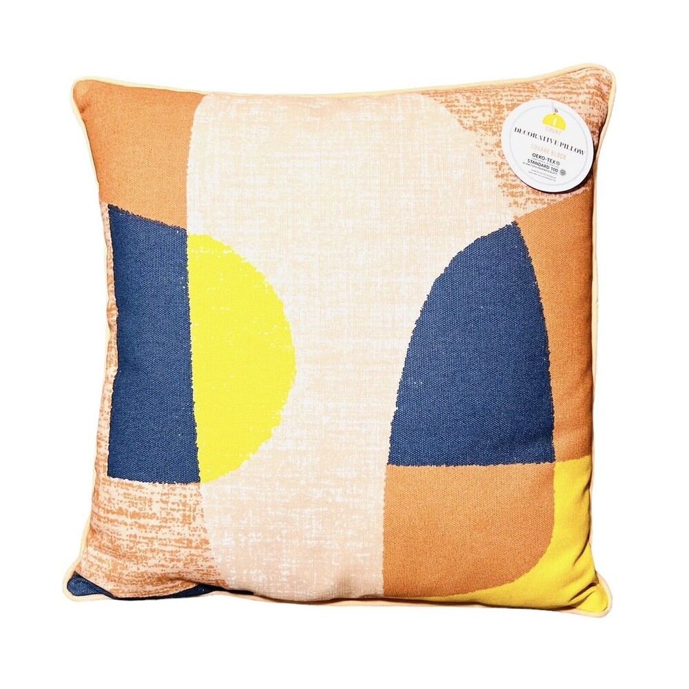 14 x 14 Inch Square Block Decorative Pillow for Porch or Sunroom Oeko-Tex - New
